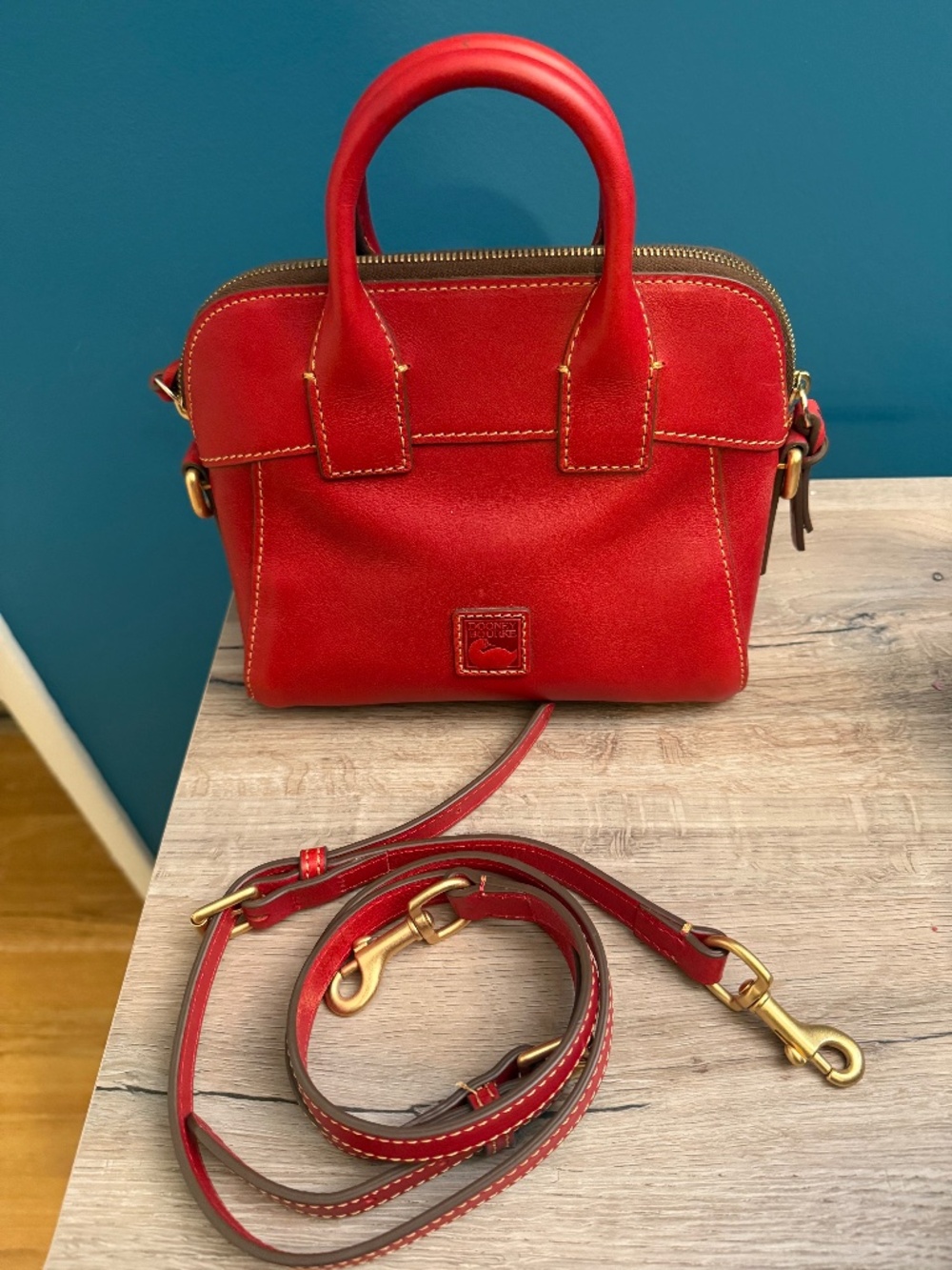 Dooney & Bourke Florentine Small Cameron Satchel Crossbody RED